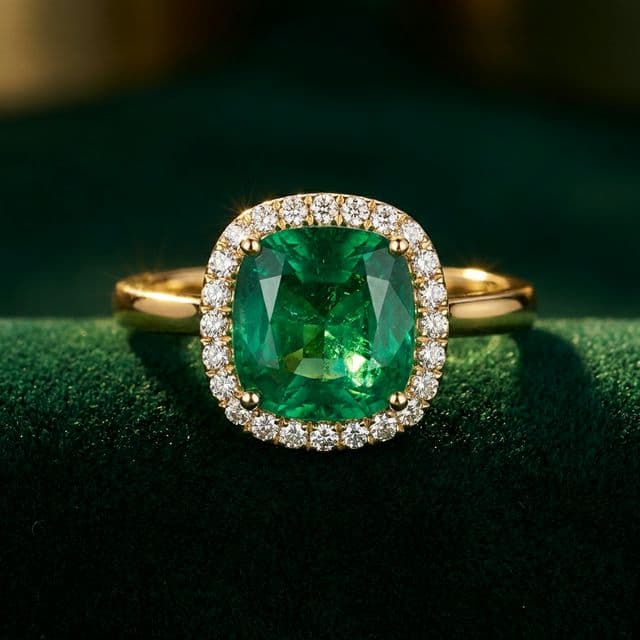 Emerald Halo Ring